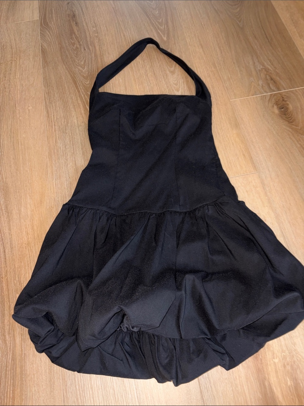 Princess Polly Bubble Hem Black Halter Mini Dress